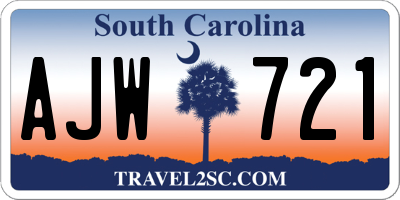 SC license plate AJW721