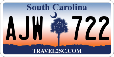 SC license plate AJW722