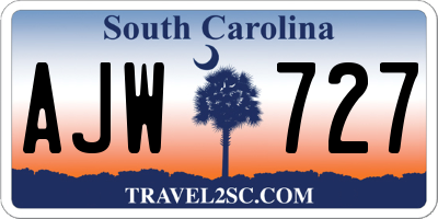 SC license plate AJW727