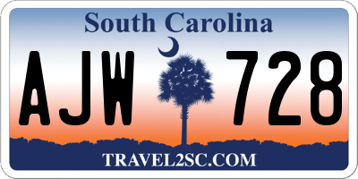 SC license plate AJW728