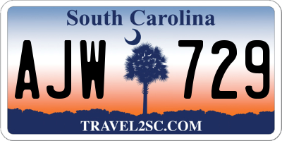 SC license plate AJW729