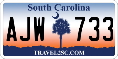SC license plate AJW733