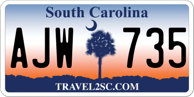 SC license plate AJW735
