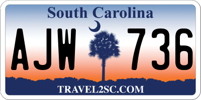 SC license plate AJW736