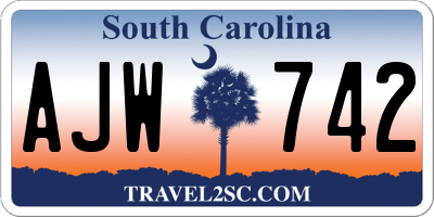 SC license plate AJW742