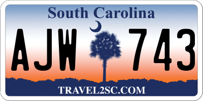 SC license plate AJW743