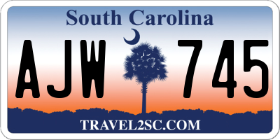 SC license plate AJW745