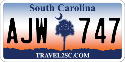 SC license plate AJW747