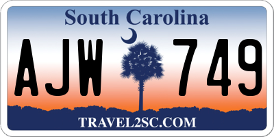 SC license plate AJW749