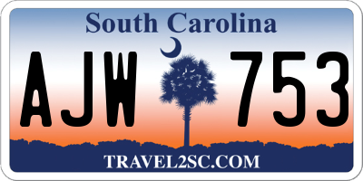 SC license plate AJW753