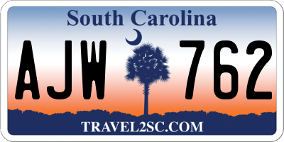 SC license plate AJW762
