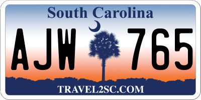SC license plate AJW765