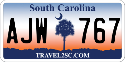 SC license plate AJW767