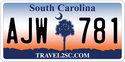 SC license plate AJW781