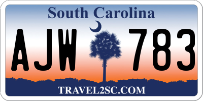 SC license plate AJW783