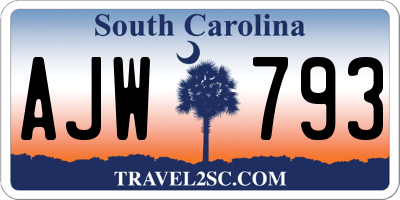 SC license plate AJW793