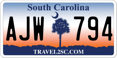 SC license plate AJW794