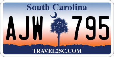 SC license plate AJW795