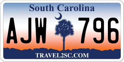 SC license plate AJW796