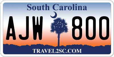 SC license plate AJW800