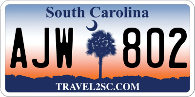 SC license plate AJW802