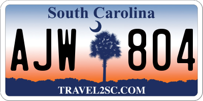 SC license plate AJW804