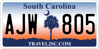 SC license plate AJW805