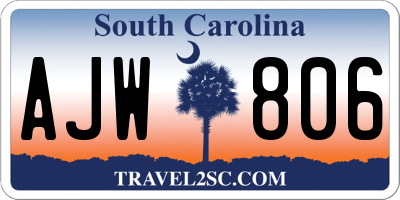 SC license plate AJW806