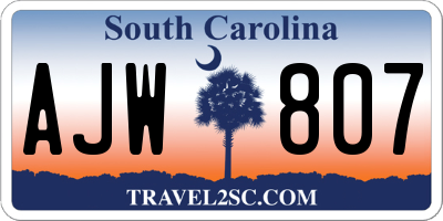 SC license plate AJW807