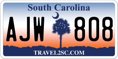 SC license plate AJW808