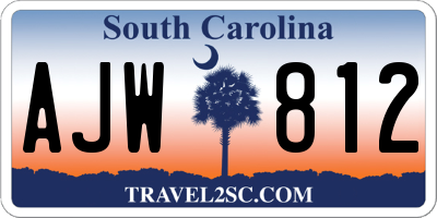 SC license plate AJW812