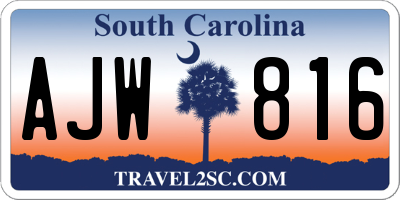 SC license plate AJW816