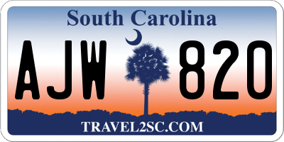 SC license plate AJW820