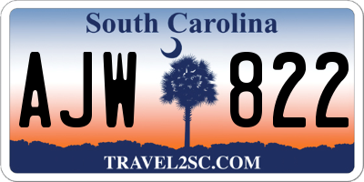SC license plate AJW822