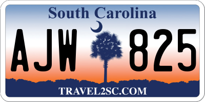 SC license plate AJW825