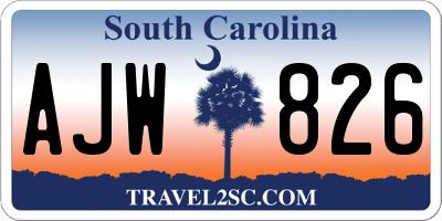 SC license plate AJW826