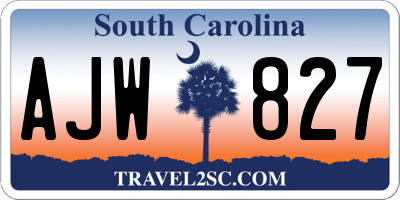 SC license plate AJW827