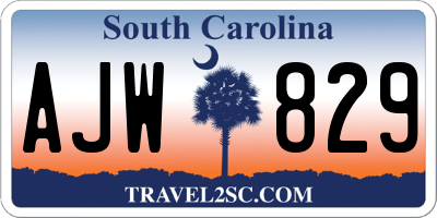 SC license plate AJW829
