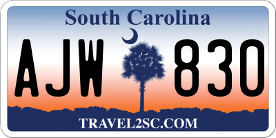 SC license plate AJW830