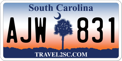 SC license plate AJW831