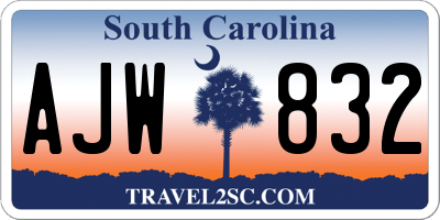 SC license plate AJW832