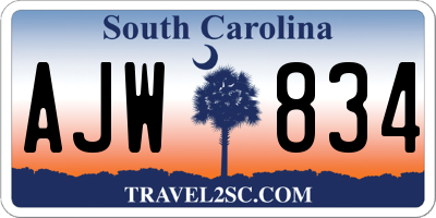 SC license plate AJW834