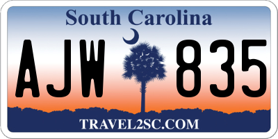 SC license plate AJW835