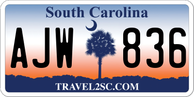 SC license plate AJW836