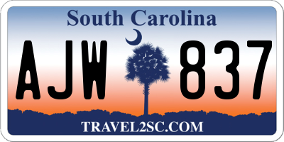 SC license plate AJW837