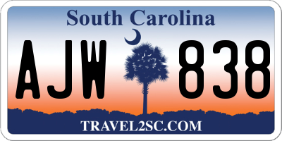 SC license plate AJW838