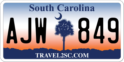 SC license plate AJW849