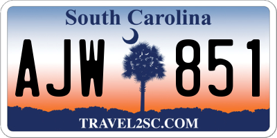 SC license plate AJW851
