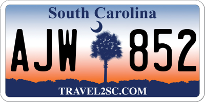 SC license plate AJW852