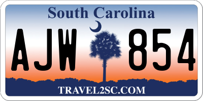 SC license plate AJW854